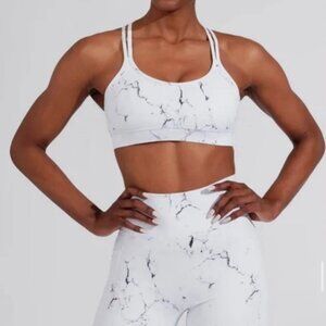 BUFFBUNNY Jade Mesh Sports Bra - Marble White